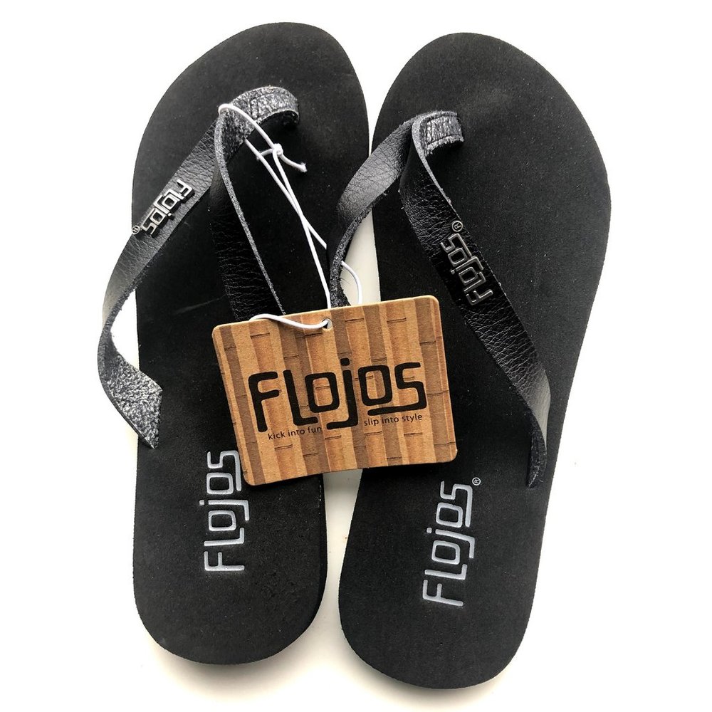 Flojos Black Flip Flop Thong Sandals Size 5